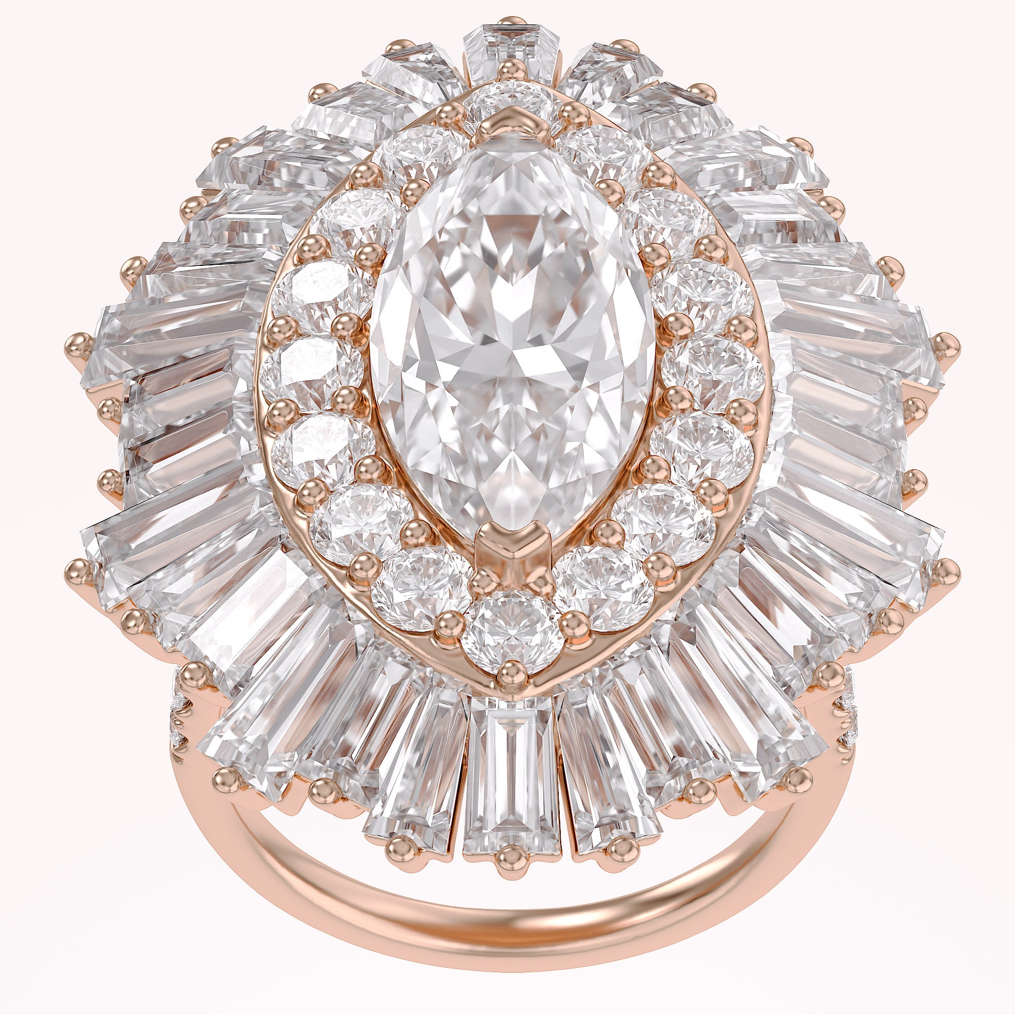 10.70 CTTW Lab Grown Diamond Double Halo Sunburst Engagement Ring