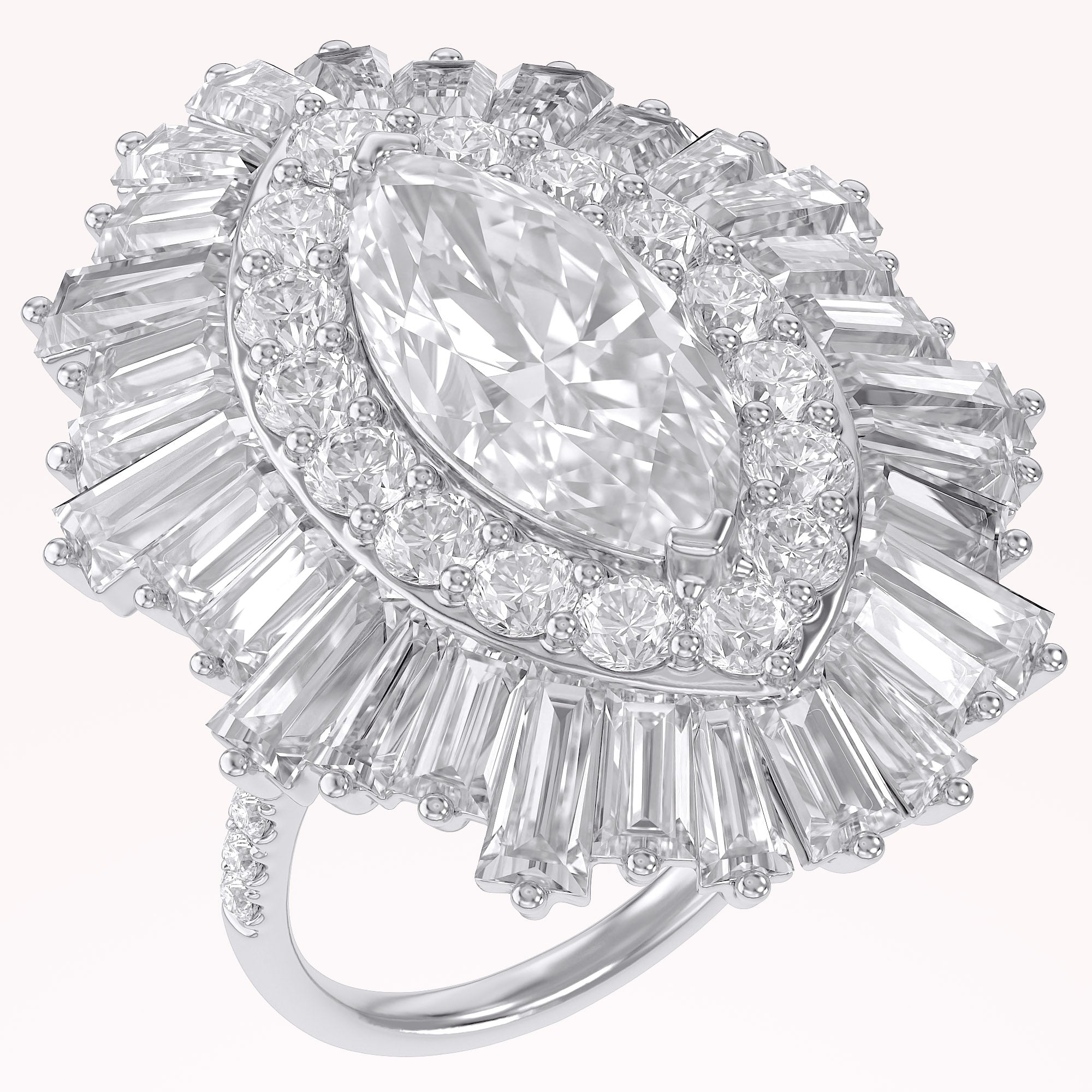 10.70 CTTW Lab Grown Diamond Double Halo Sunburst Engagement Ring