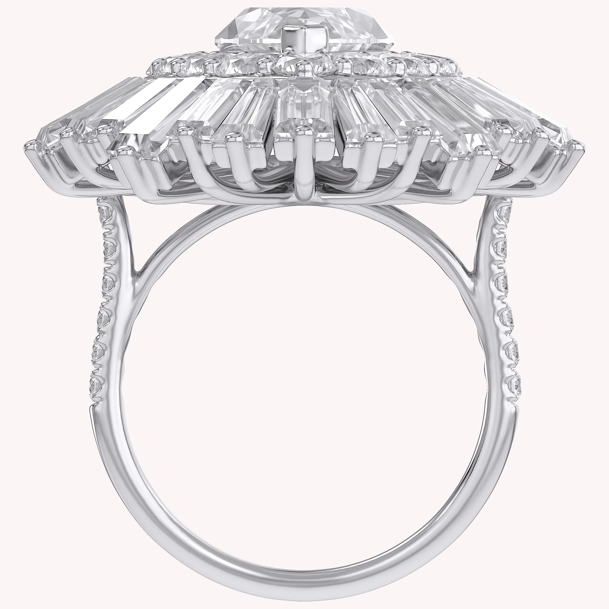 10.70 CTTW Lab Grown Diamond Double Halo Sunburst Engagement Ring