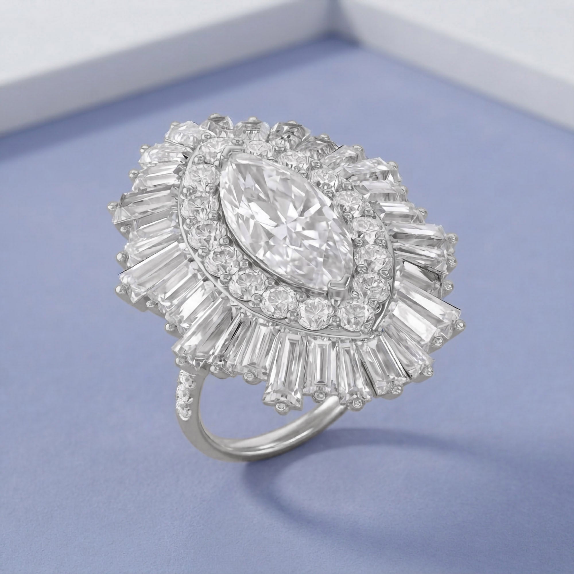 10.70 CTTW Lab Grown Diamond Double Halo Sunburst Engagement Ring