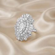 10.70 CTTW Lab Grown Diamond Double Halo Sunburst Engagement Ring