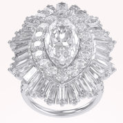 10.70 CTTW Lab Grown Diamond Double Halo Sunburst Engagement Ring