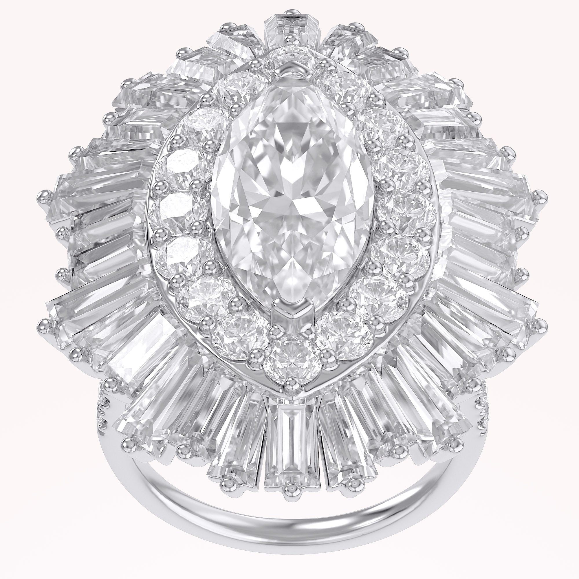 10.70 CTTW Lab Grown Diamond Double Halo Sunburst Engagement Ring