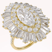 10.70 CTTW Lab Grown Diamond Double Halo Sunburst Engagement Ring