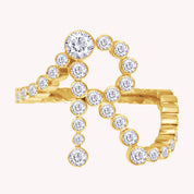 Bubble Round shape White Cubic Zirconia Initial Letter Ring