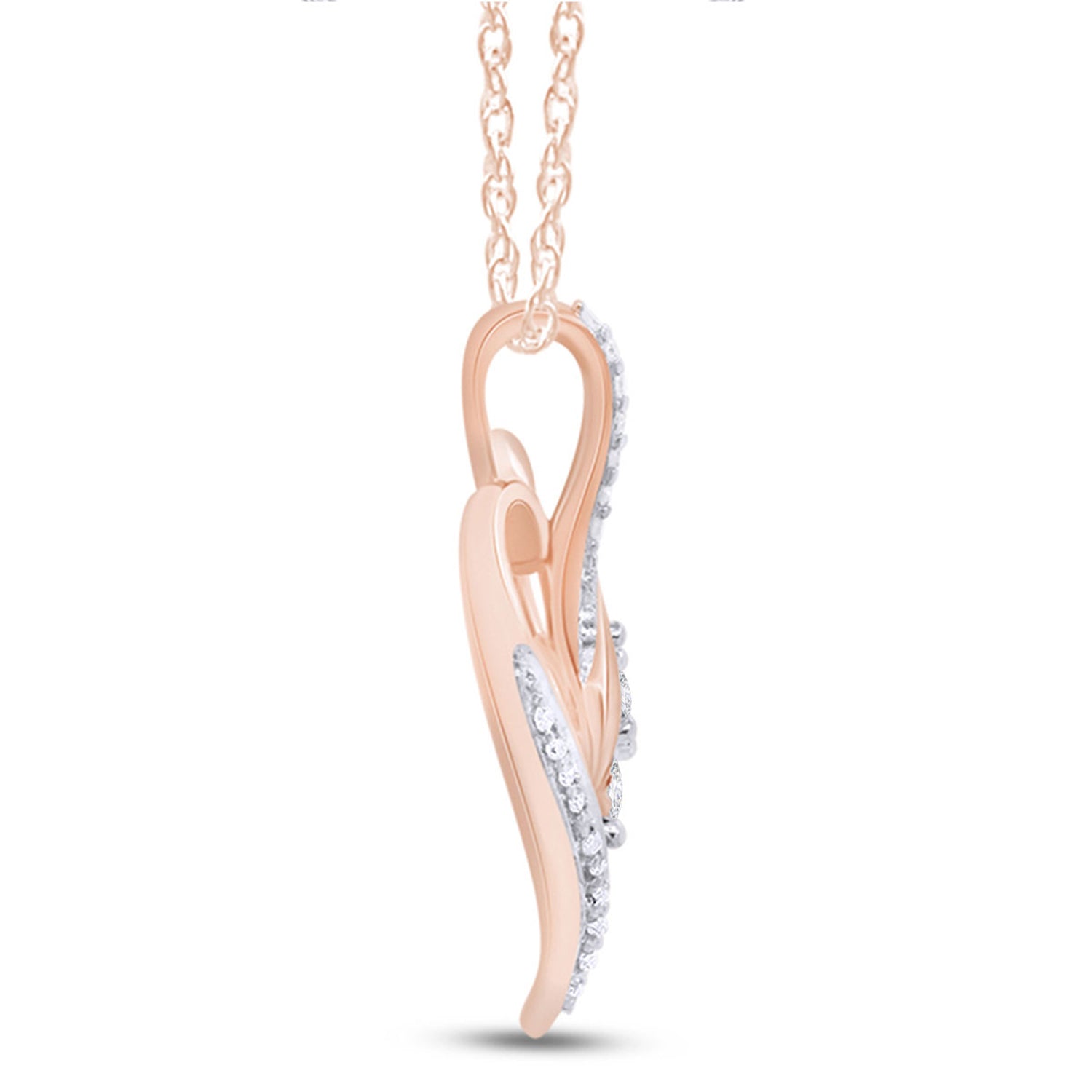 3 Stone Swirl Heart Lab Grown Diamond Pendant Necklace