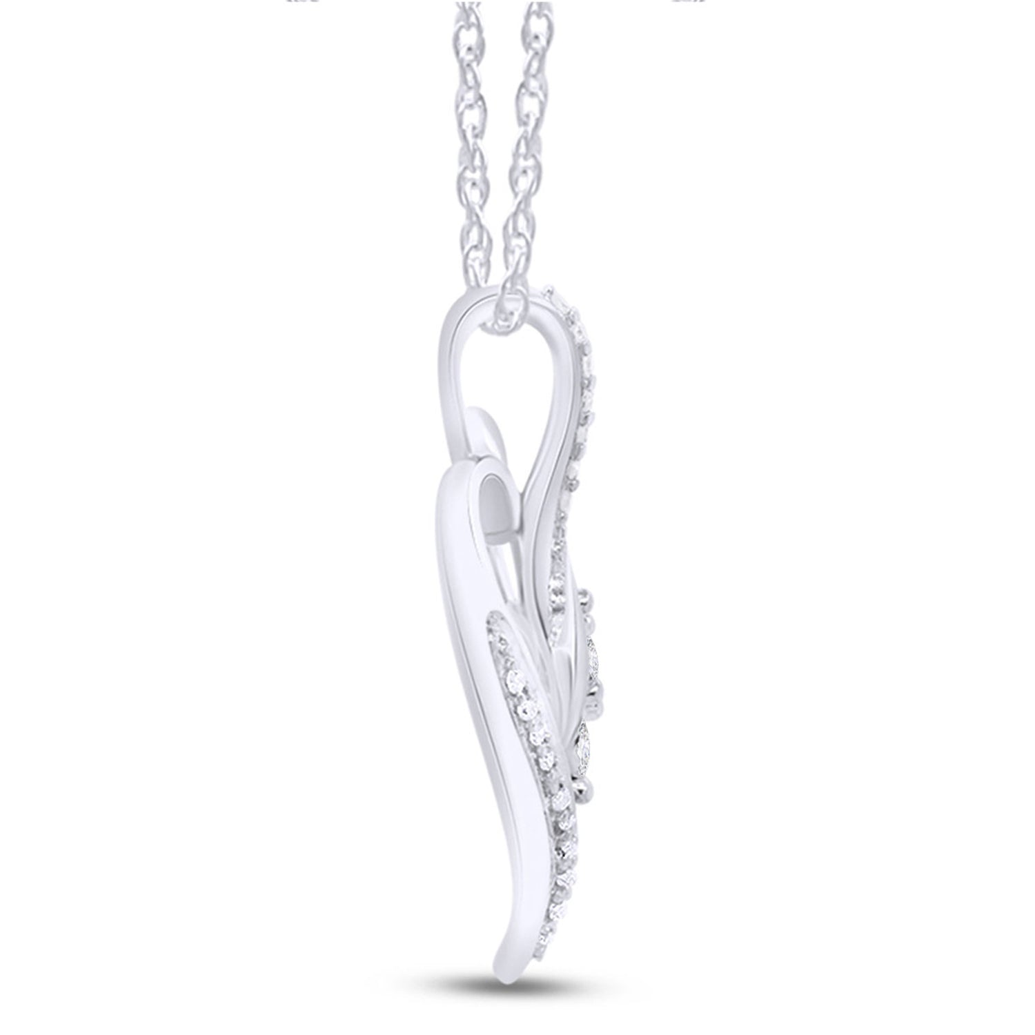 3 Stone Swirl Heart Lab Grown Diamond Pendant Necklace