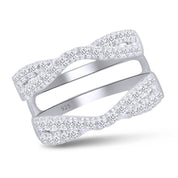 Round Cut White Cubic Zirconia Double Infinity Wedding Ring Guard Enhancer in 925 Sterling Silver