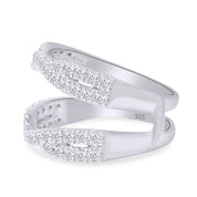 Round Cut White Cubic Zirconia Double Infinity Wedding Ring Guard Enhancer in 925 Sterling Silver