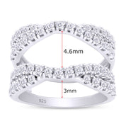 Round Cut White Cubic Zirconia Double Infinity Wedding Ring Guard Enhancer in 925 Sterling Silver