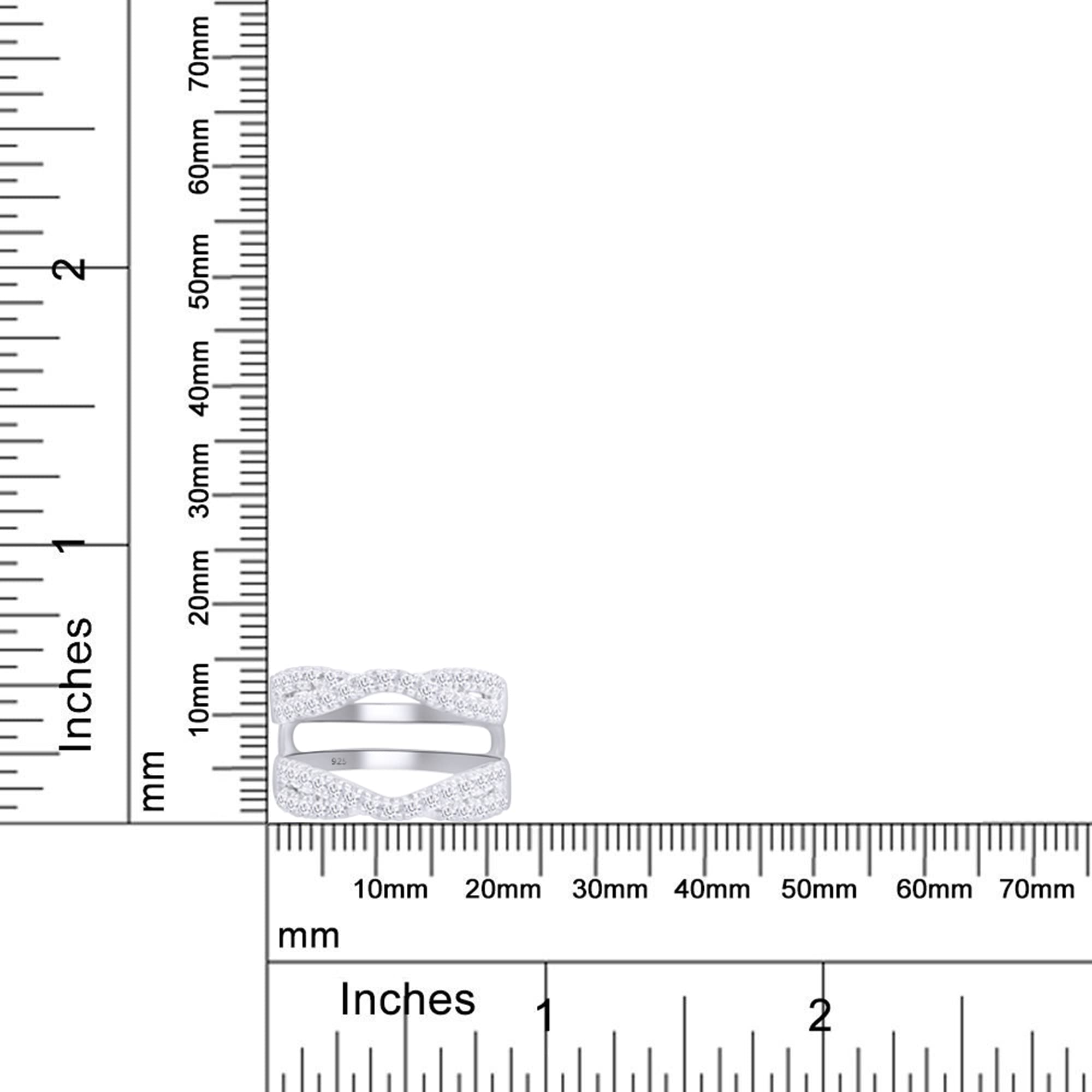 Round Cut White Cubic Zirconia Double Infinity Wedding Ring Guard Enhancer in 925 Sterling Silver