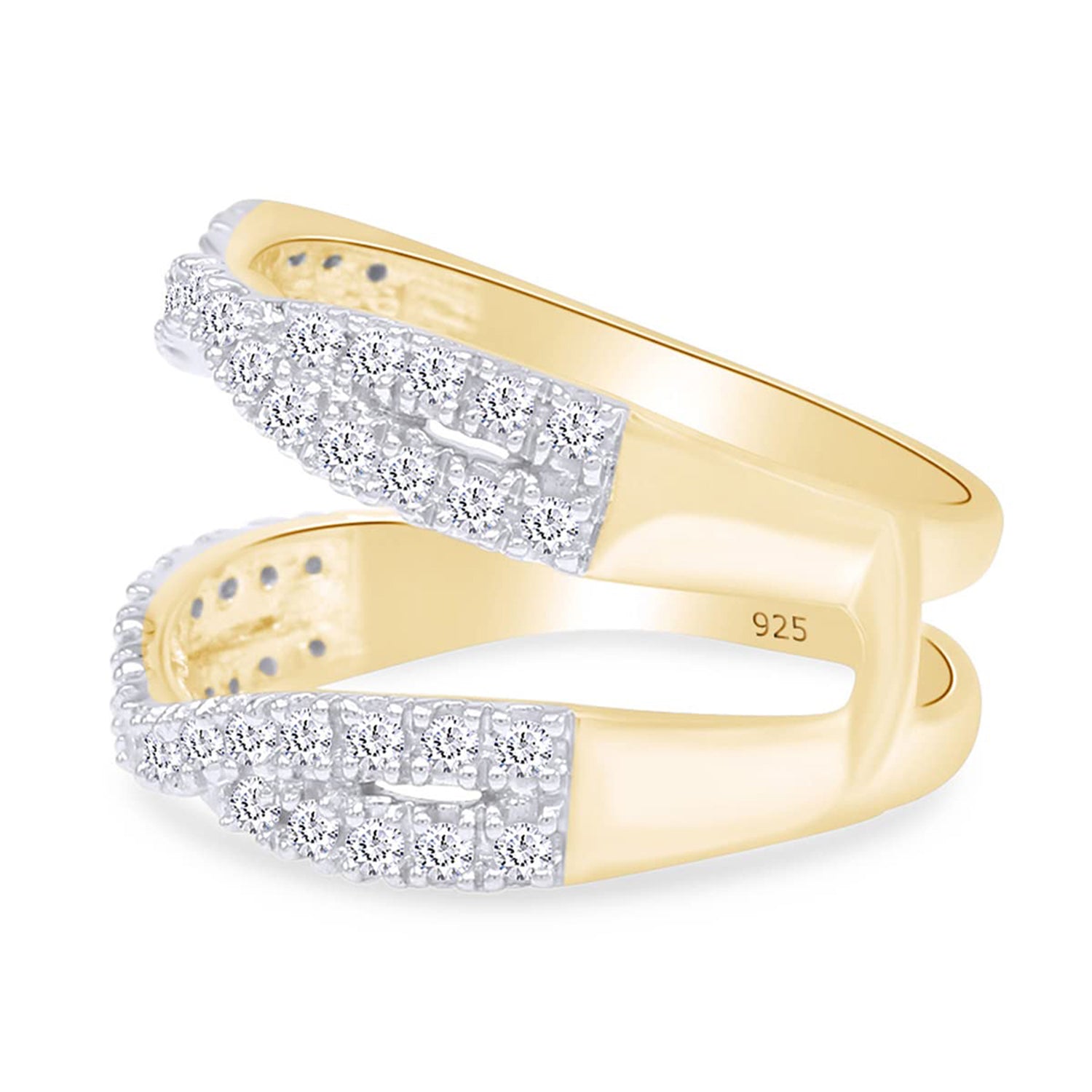 Round Cut White Cubic Zirconia Double Infinity Wedding Ring Guard Enhancer in 925 Sterling Silver