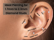 Natural Diamond Mini Stud Screw Back Earring in 14k Solid Gold | Cartilage Diamond Stud Earrings | Single or Pair | Very Small 1.7MM
