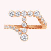 Bubble Round shape Lab Created Moissanite Initial Letter Ring
