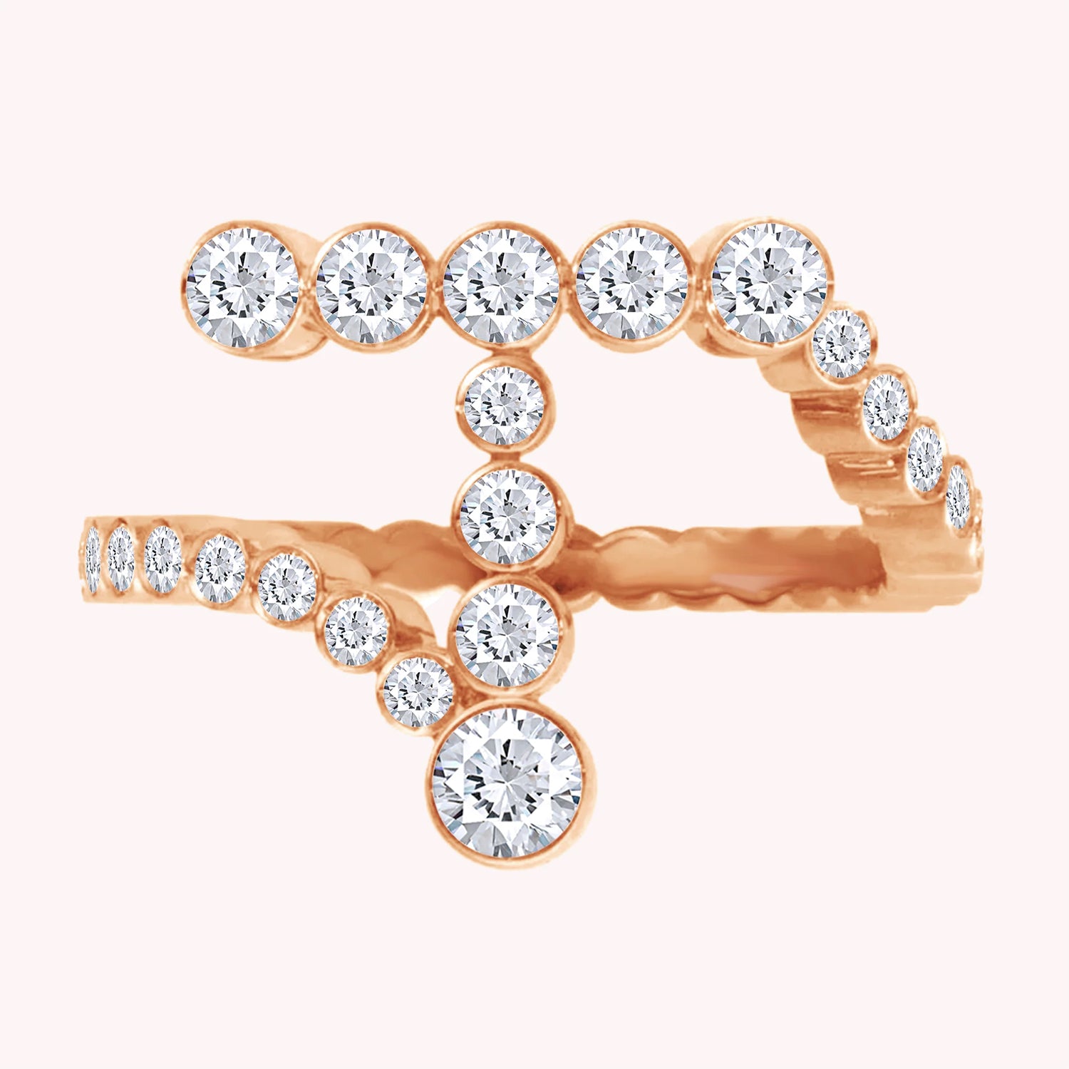 Bubble Round Lab Grown Diamond Initial Letter Ring