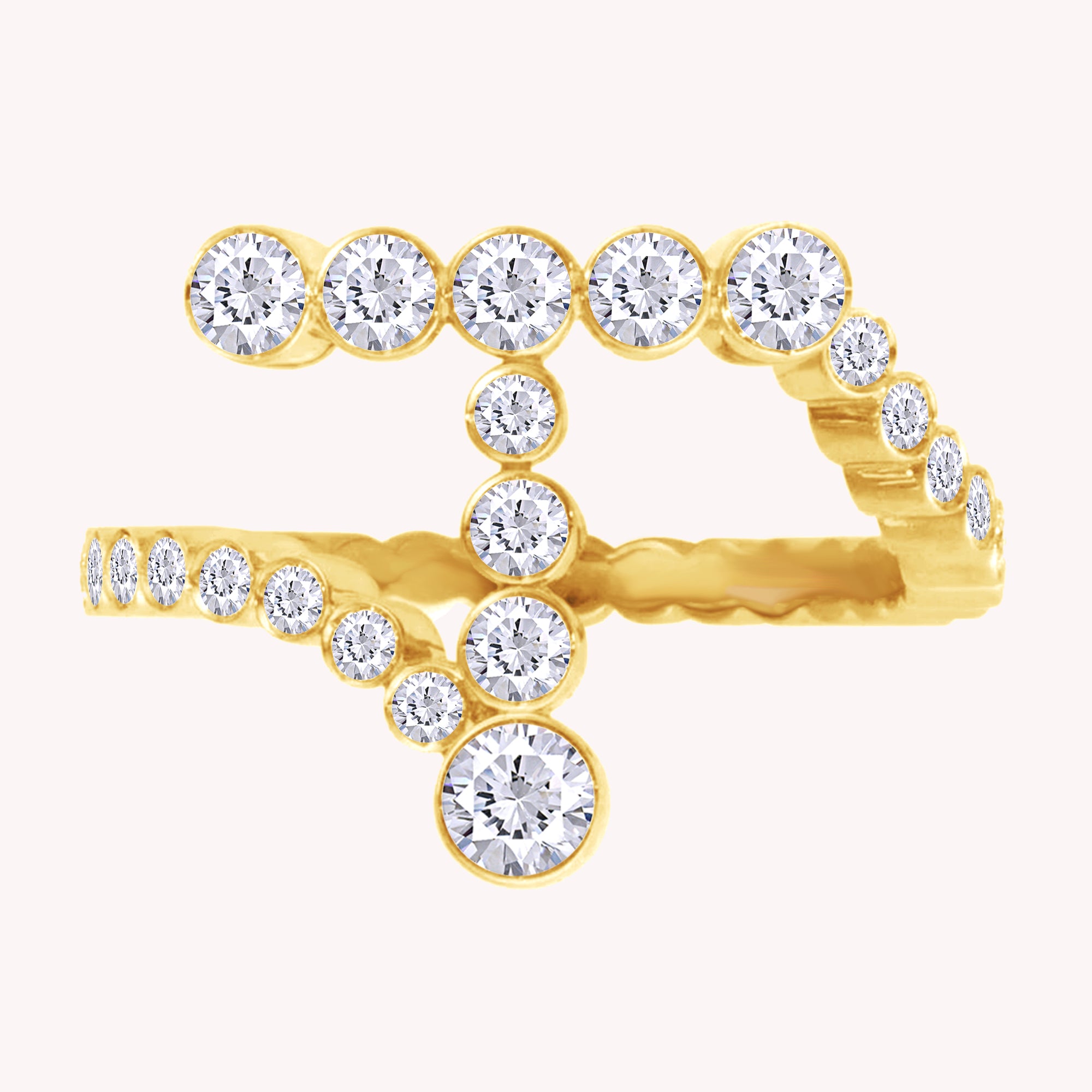 Bubble Round shape White Cubic Zirconia Initial Letter Ring