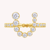 Bubble Round shape Lab Created Moissanite Initial Letter Ring