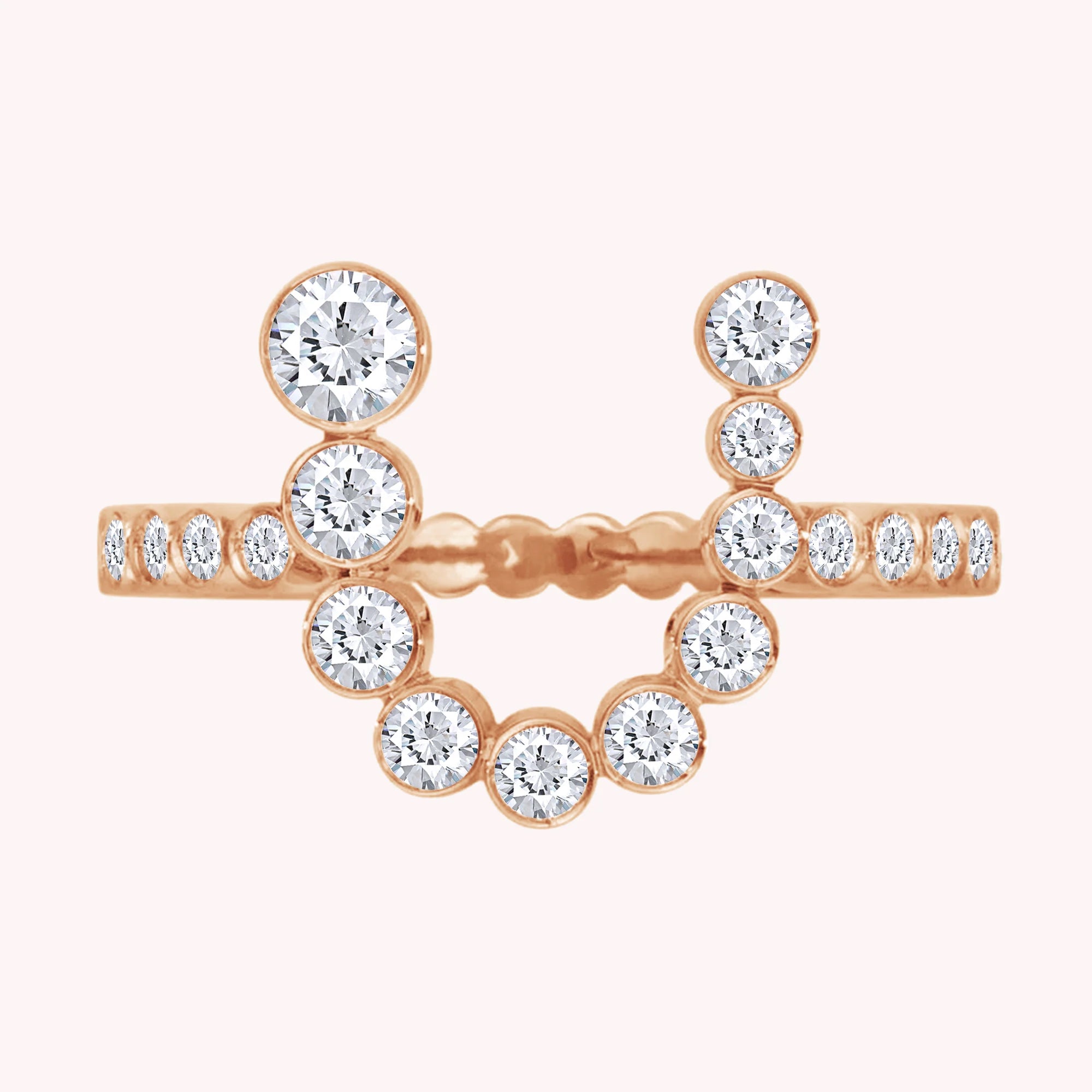 Bubble Round shape Lab Created Moissanite Initial Letter Ring