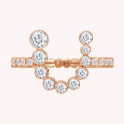 Bubble Round shape White Cubic Zirconia Initial Letter Ring