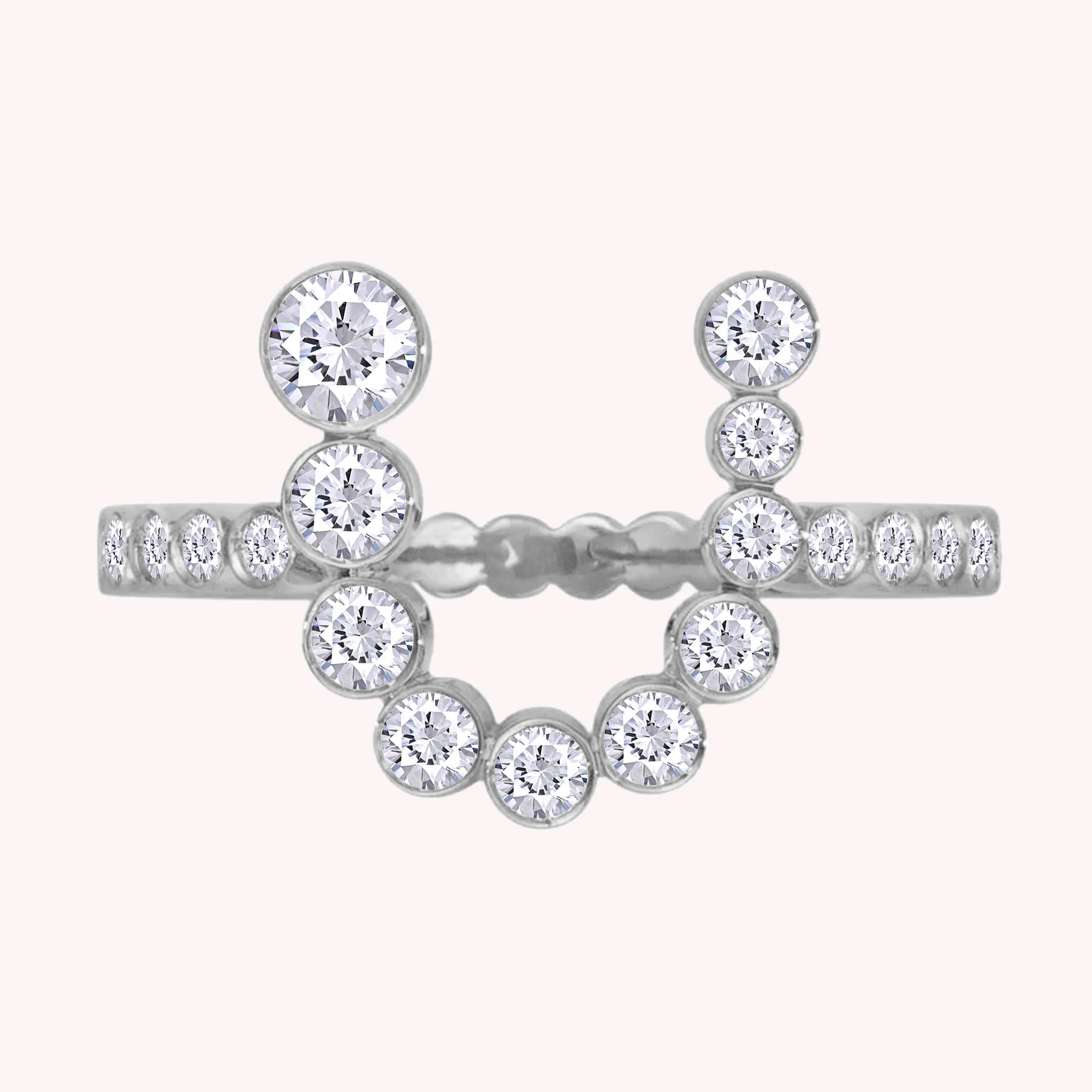 Bubble Round shape Lab Created Moissanite Initial Letter Ring