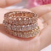 Round Shape Lab Created Moissanite Stretchable Eternity Engagement Ring for Women