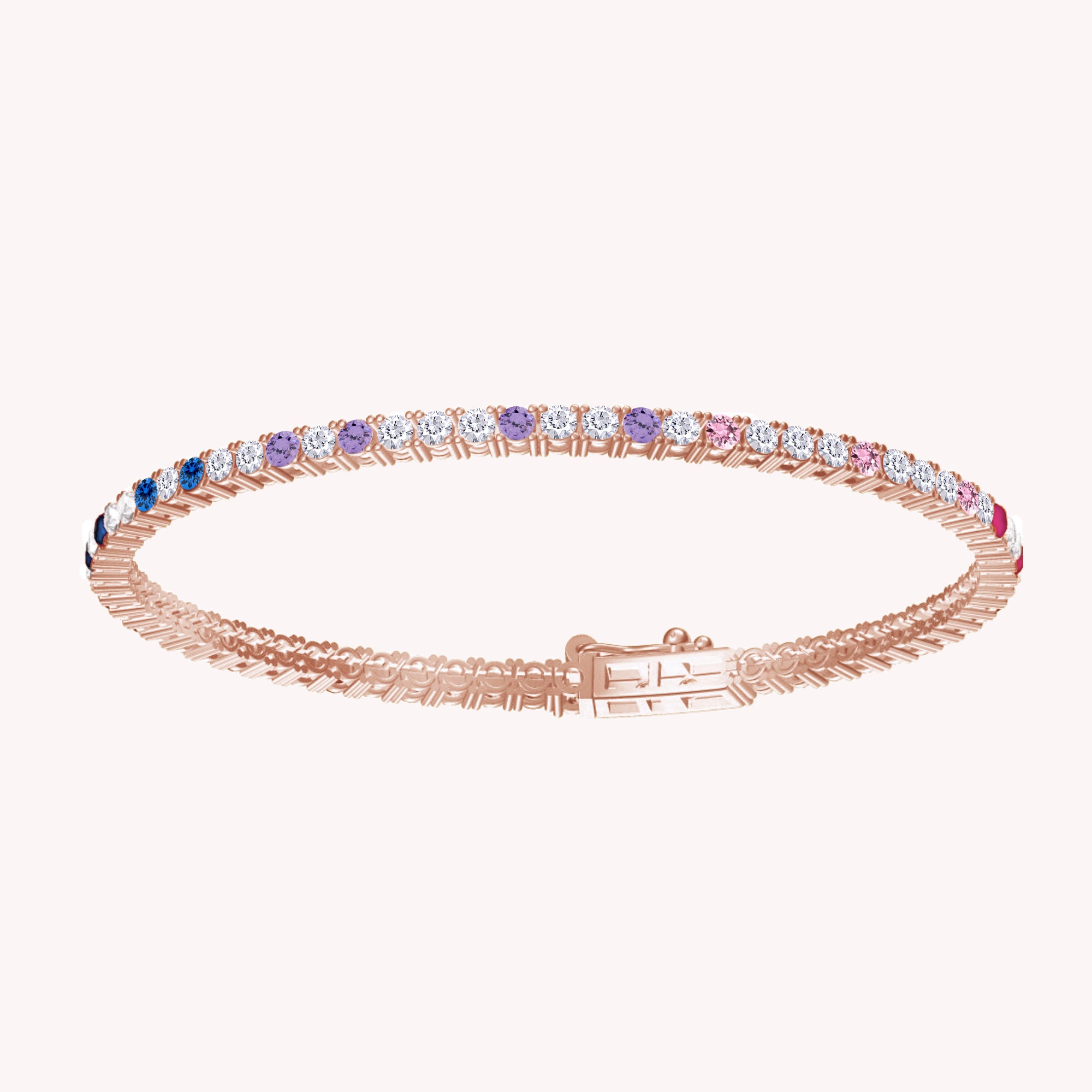 Multi Color Cubic Zirconia Rainbow Tennis Bracelet For Women