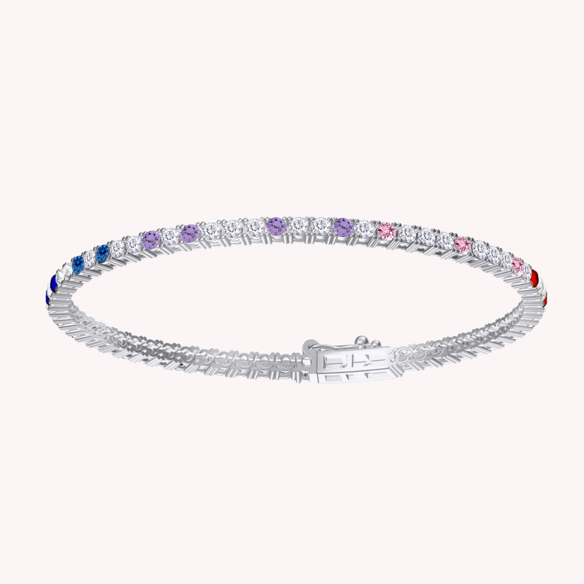 Multi Color Cubic Zirconia Rainbow Tennis Bracelet For Women