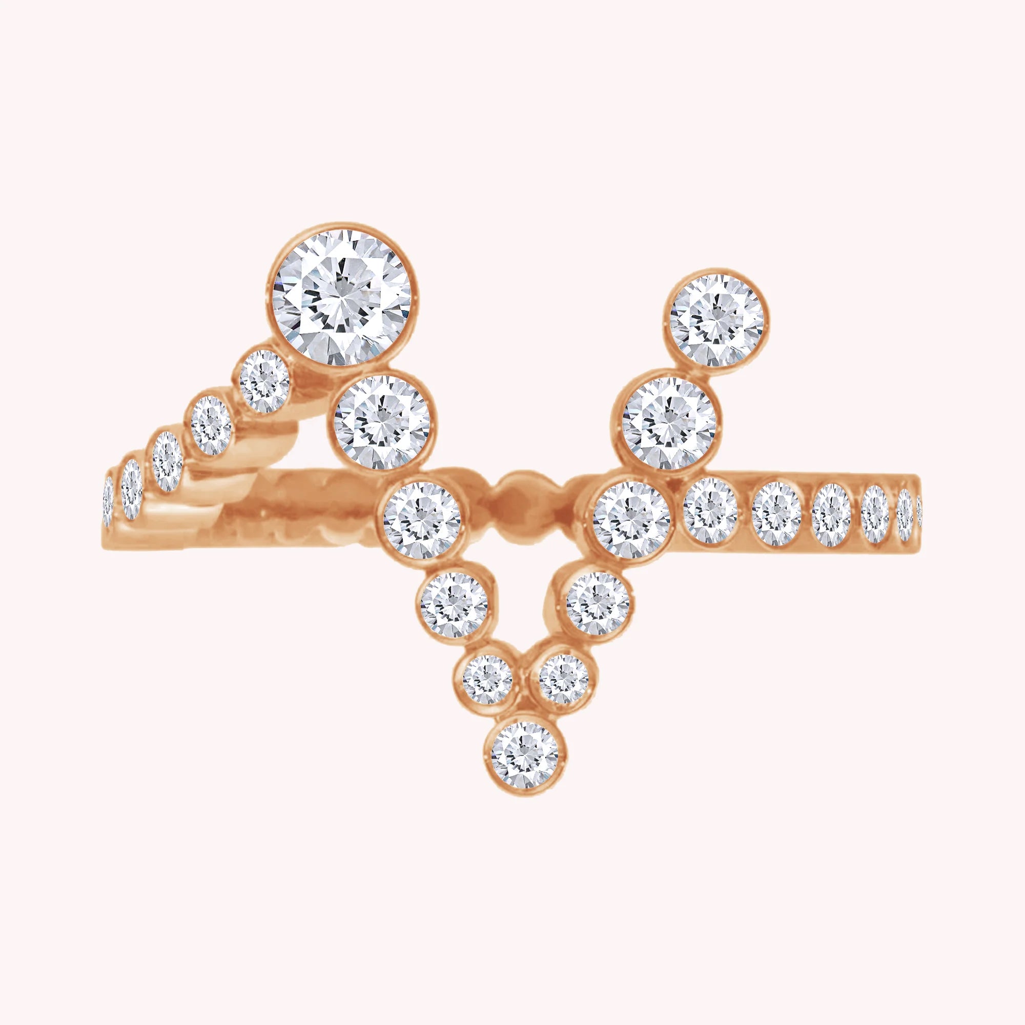 Bubble Round shape Lab Created Moissanite Initial Letter Ring