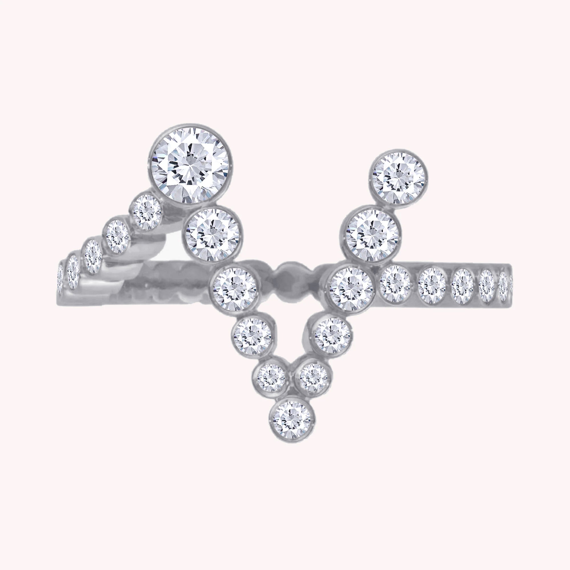 Bubble Round shape Lab Created Moissanite Initial Letter Ring