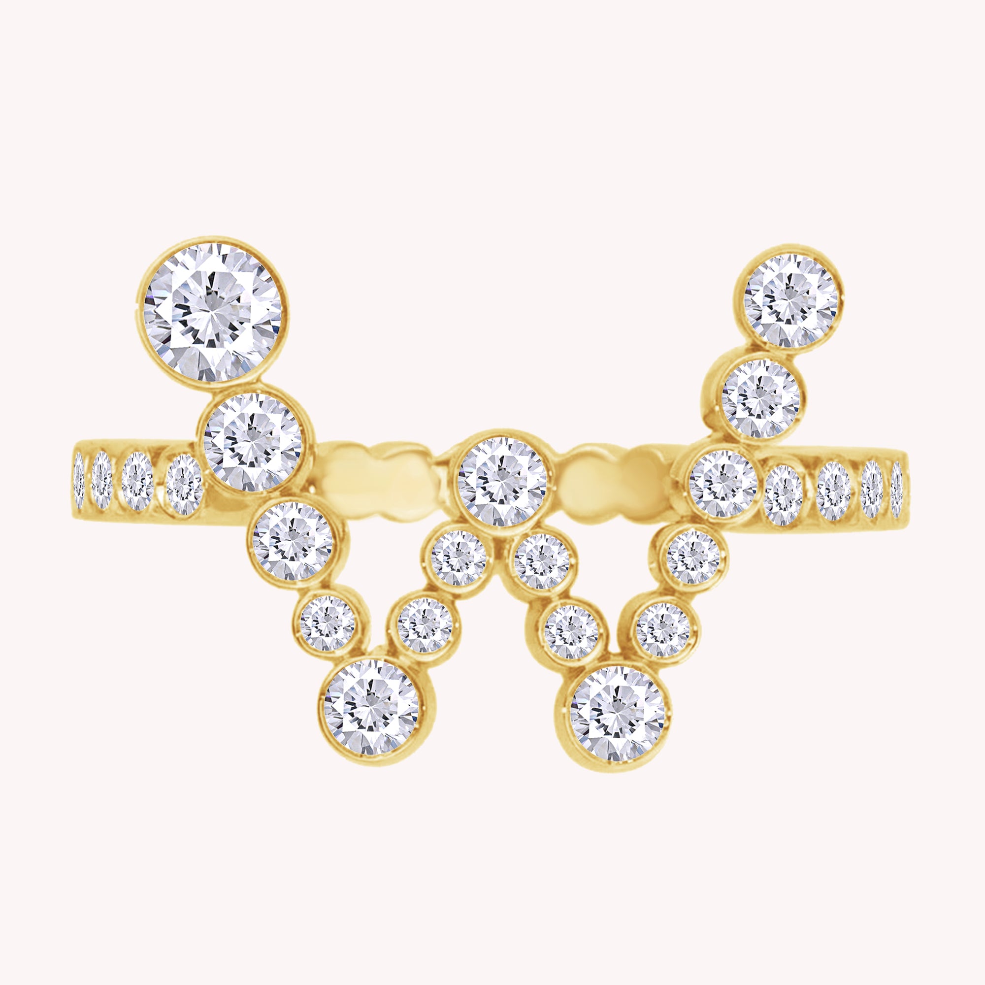 Bubble Round shape Lab Created Moissanite Initial Letter Ring