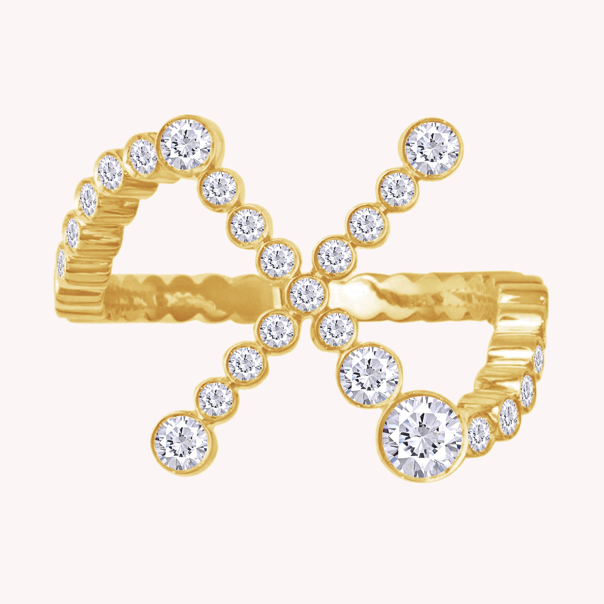 Bubble Round shape White Cubic Zirconia Initial Letter Ring
