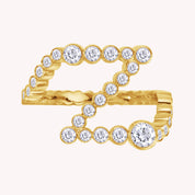 Bubble Round shape Lab Created Moissanite Initial Letter Ring