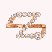 Bubble Round shape Lab Created Moissanite Initial Letter Ring