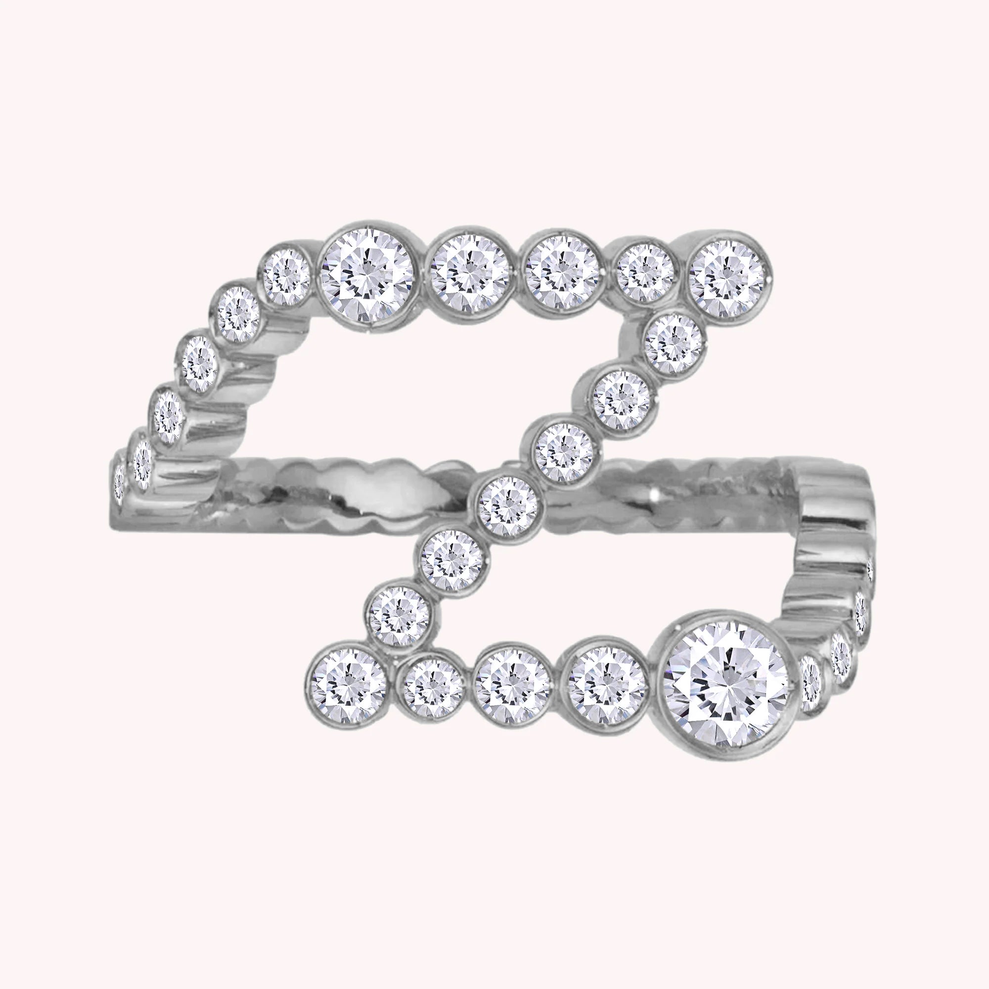 Bubble Round shape Lab Created Moissanite Initial Letter Ring