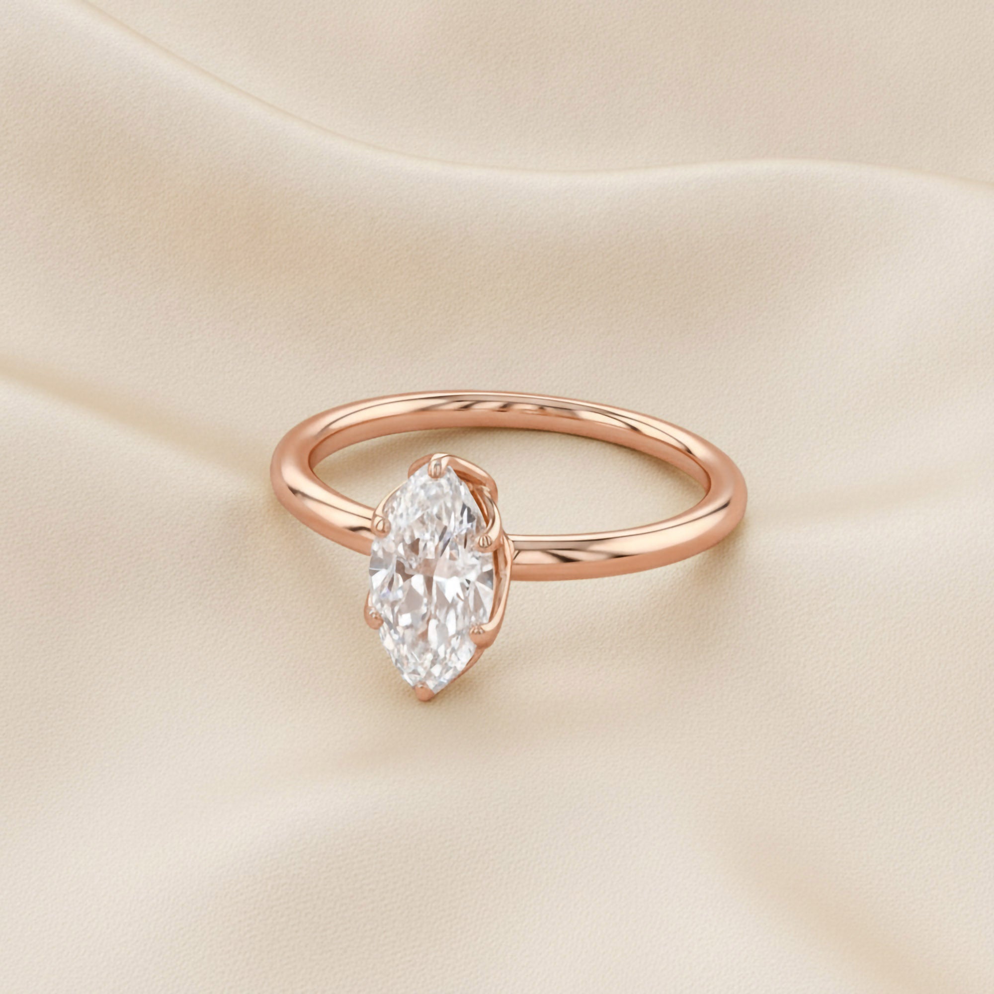 6 Prong Marquise Solitaire Lab Grown Diamond Engagement Ring