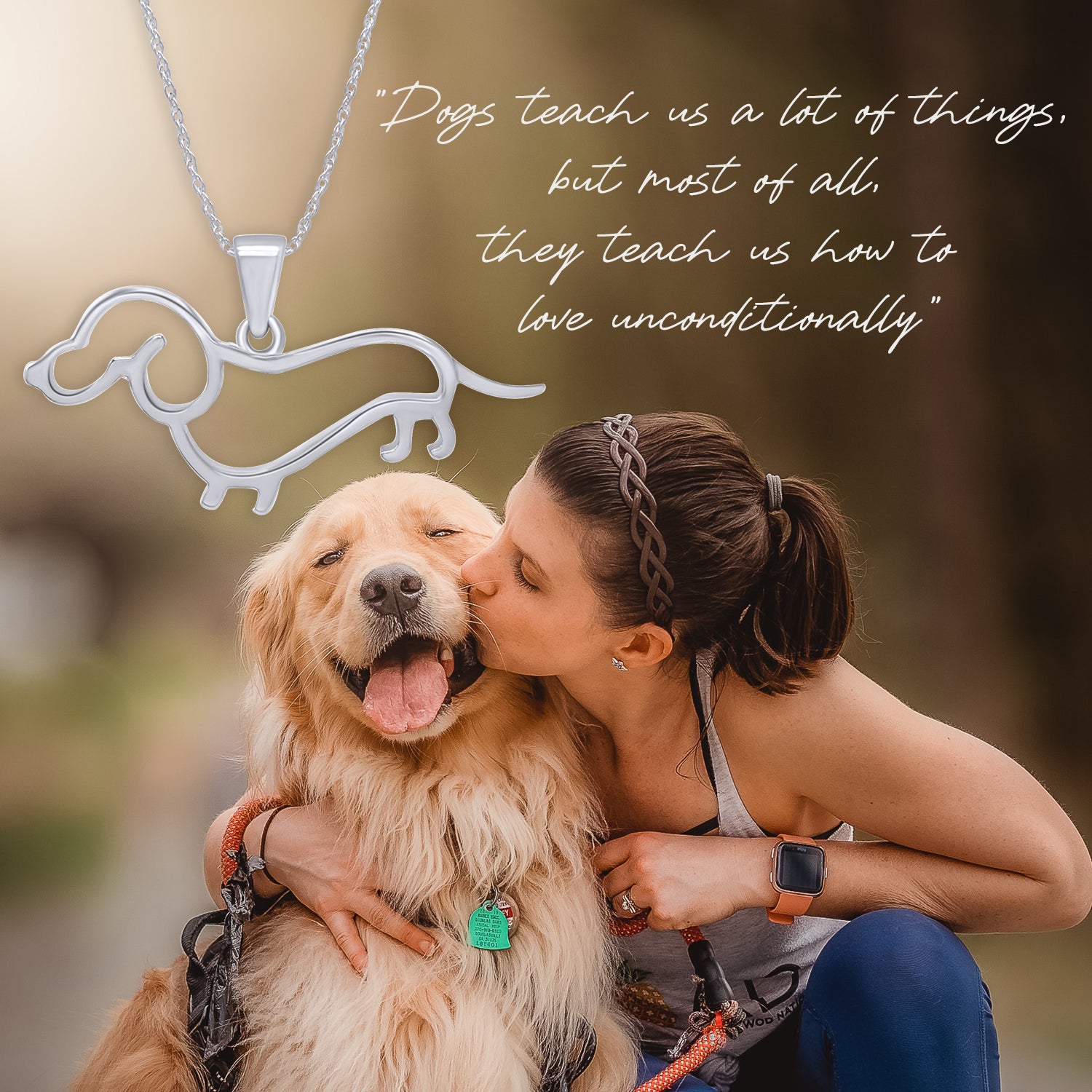 Dachshund Dog Charm Pendant Necklace 925 Sterling Silver