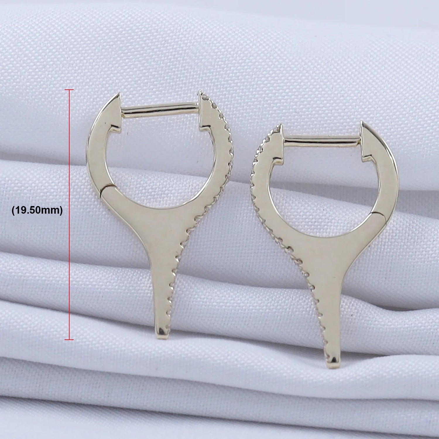 Dagger Drop Hoop White Cubic Zirconia Earrings (Height 19.50 MM & Width 10.90 MM)