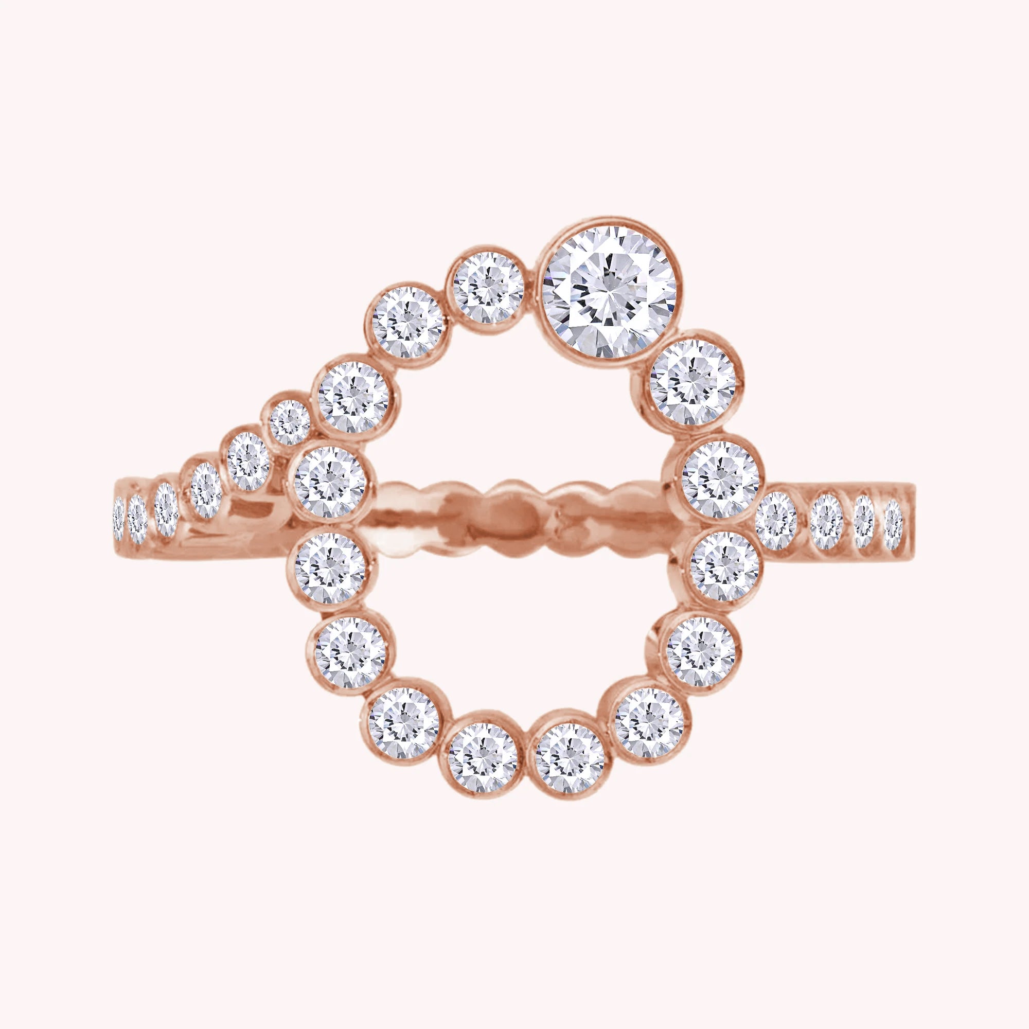 Bubble Round Lab Grown Diamond Initial Letter Ring