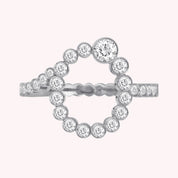 Bubble Round shape White Cubic Zirconia Initial Letter Ring