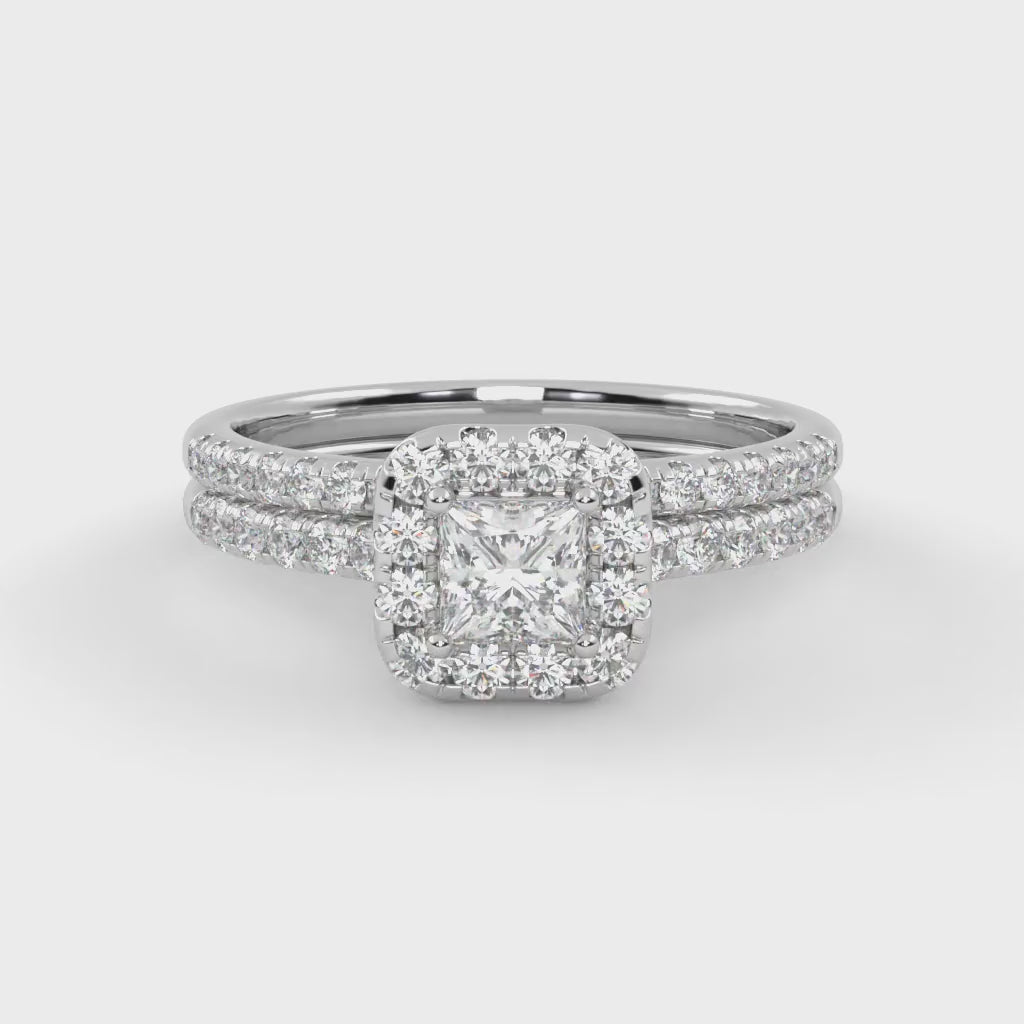 IGI Certified Princess Diamond Bridal Set Ring