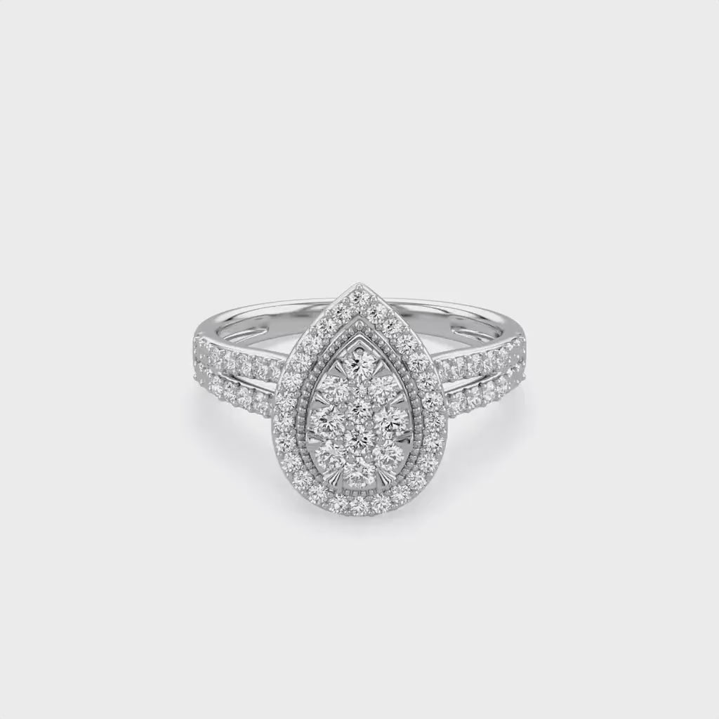 Halo Teardrop Engagement Lab Grown Diamond Ring