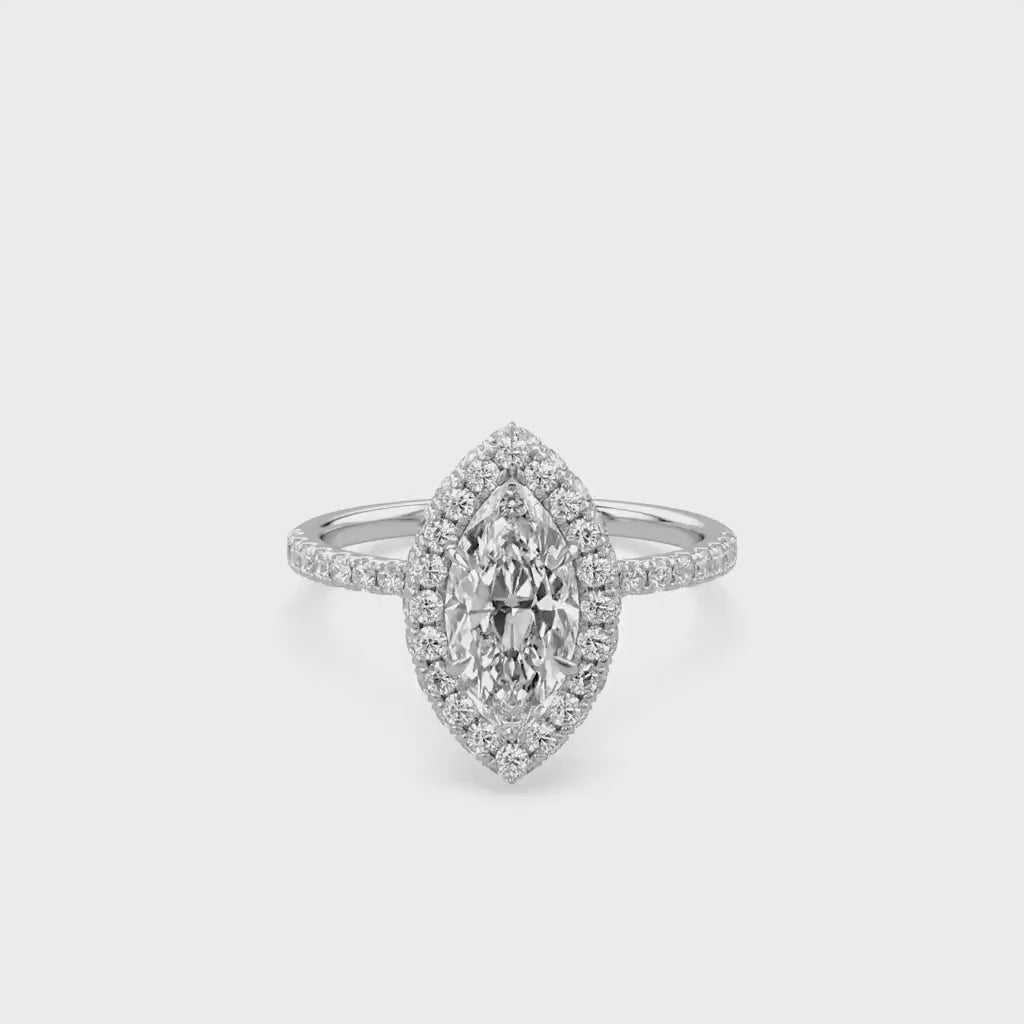 Marquise Hidden Halo Solitaire Lab Grown Diamond Engagement Ring