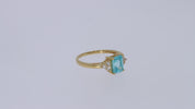 Simulated Blue Aquamarine with White Topaz Engagement Ring in 14K Gold Plated 925 Sterling Silver Jewelry