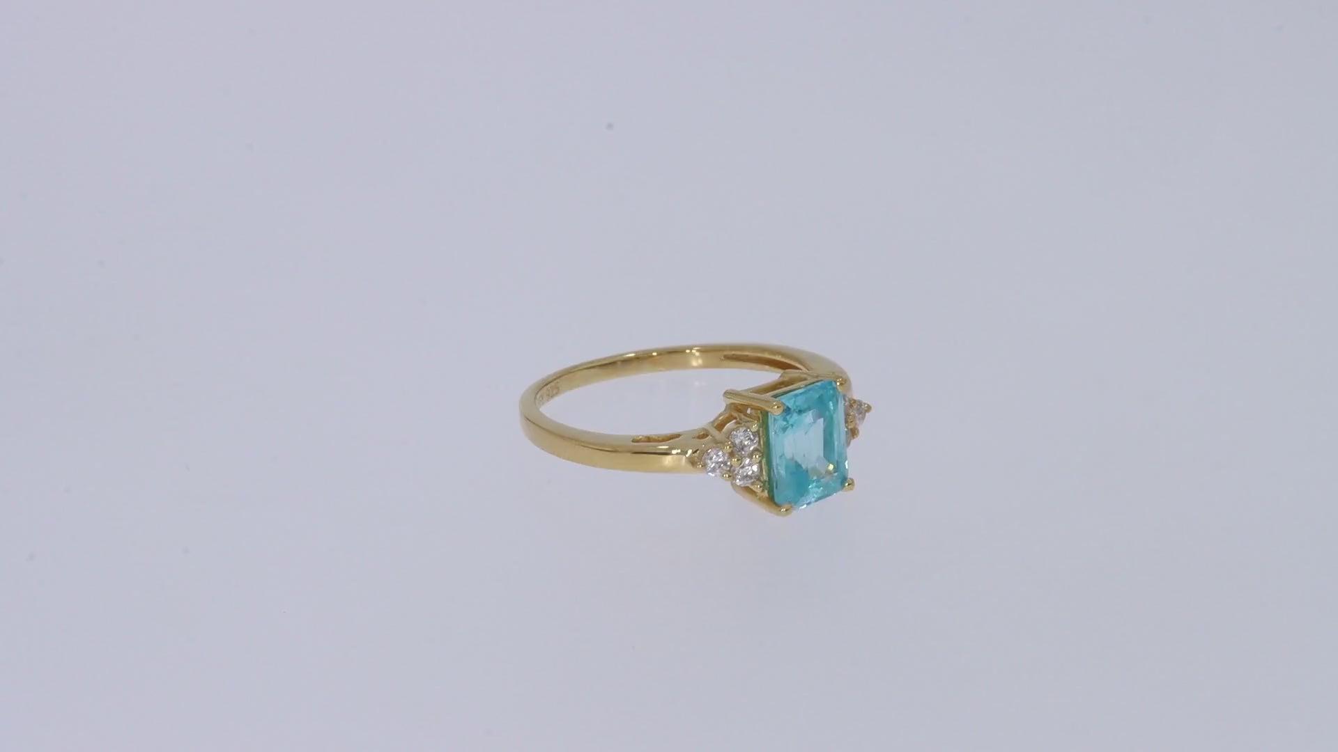 Simulated Blue Aquamarine with White Topaz Engagement Ring in 14K Gold Plated 925 Sterling Silver Jewelry
