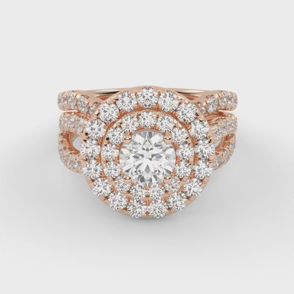IGI Round Lab Diamond Bridal Set Ring