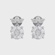 Flower Drop Stud Earrings Lab Grown Diamond