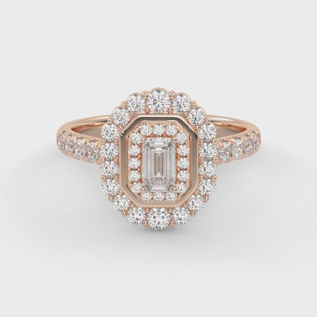 Double Halo Solitaire Engagement Ring – IGI Certified