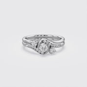 3 Stone Bypass Bridal Set Lab Grown Diamond Ring