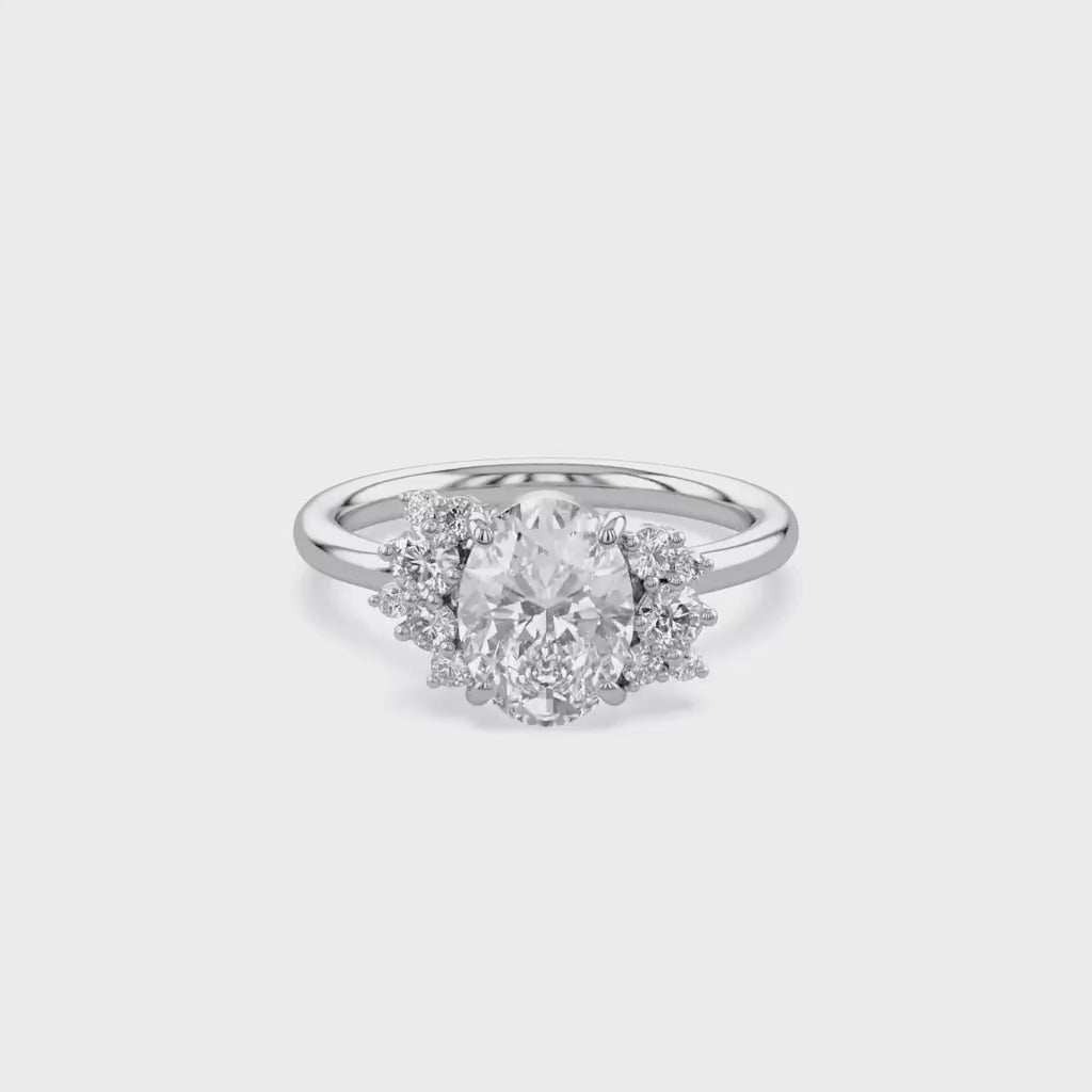 Solitaire Cluster Lab Grown Diamond Engagement Ring