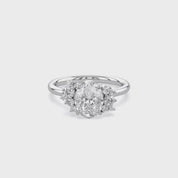 Solitaire Cluster Lab Grown Diamond Engagement Ring